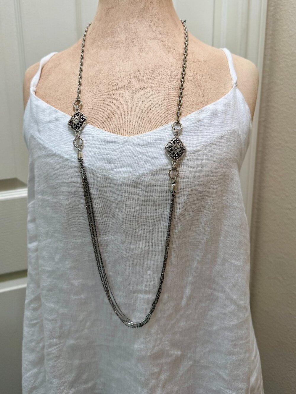 Brighton Women's Elegant Charm Long Adjustable Necklace Silver Plated & Crystals - Picture 14 of 15
